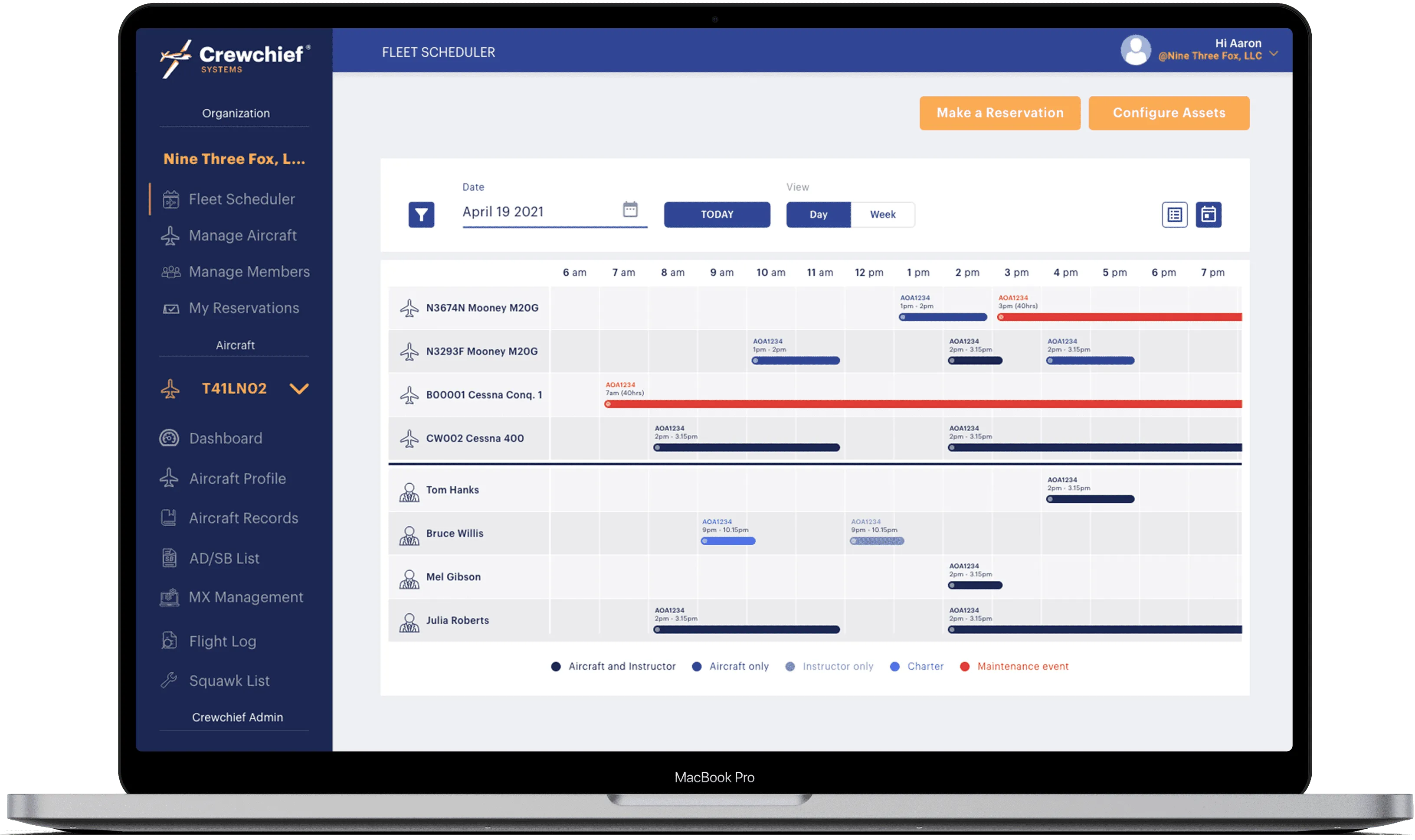 Crewchief fleet scheduling dashboard